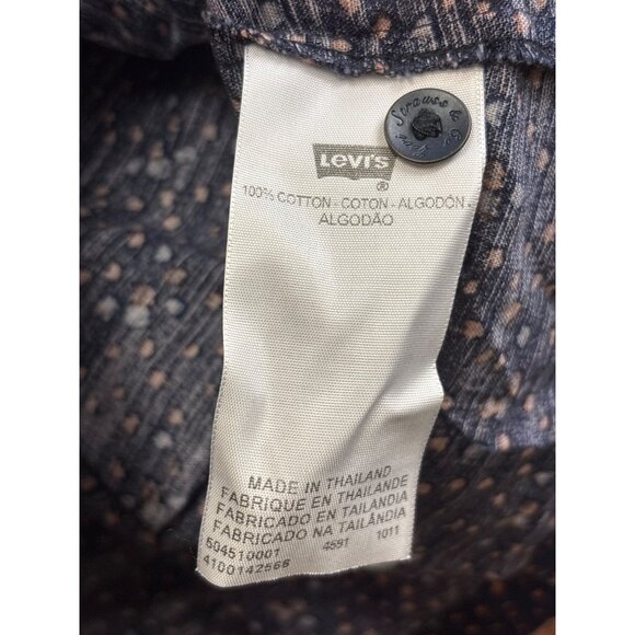 Levis Sleeveless Navy Polka Dot Button-Up Dress S - Picture 3 of 8